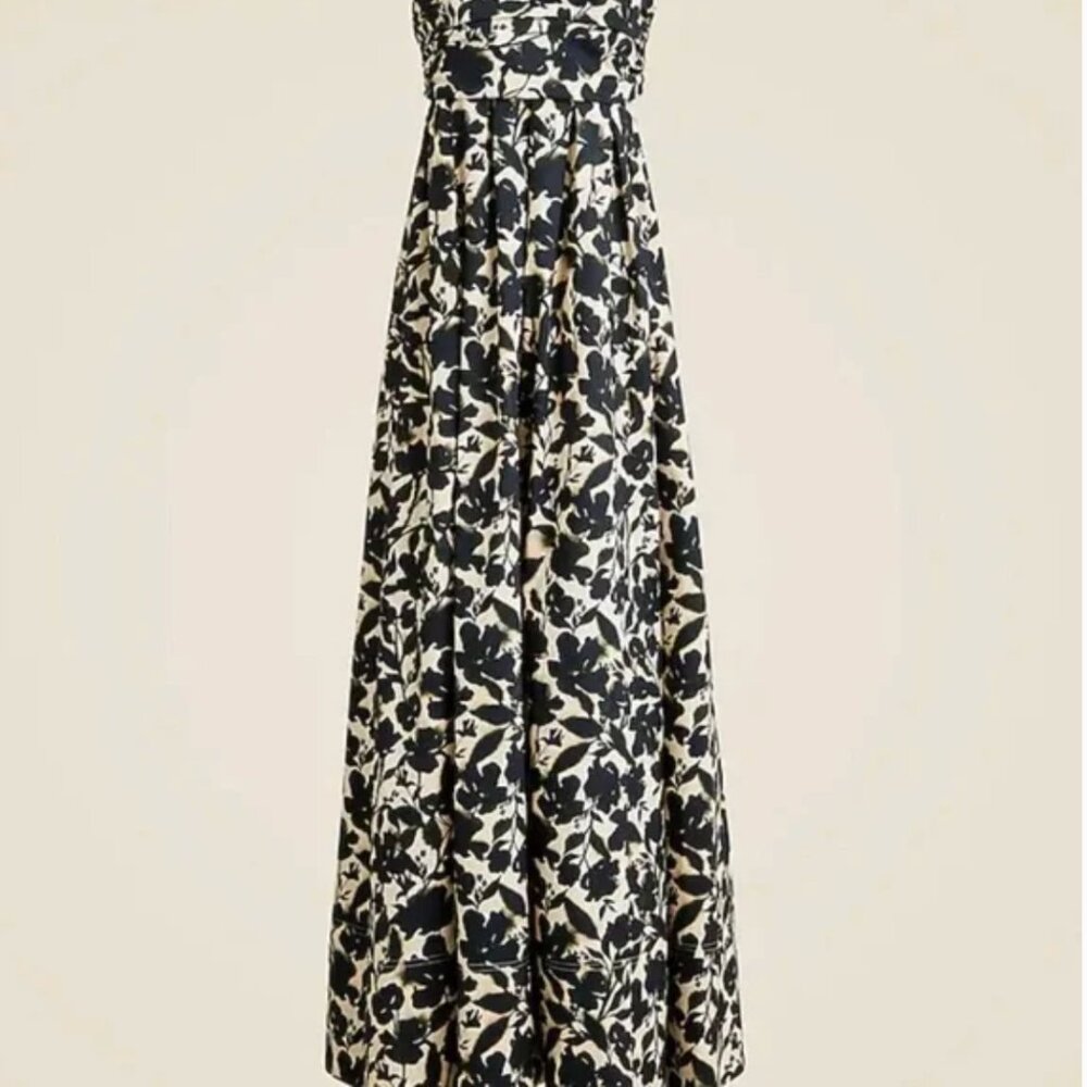 J Crew Collection Strapless Bow Back Maxi Floral Print Cotton Maxi Dress Wedding - Picture 4 of 15